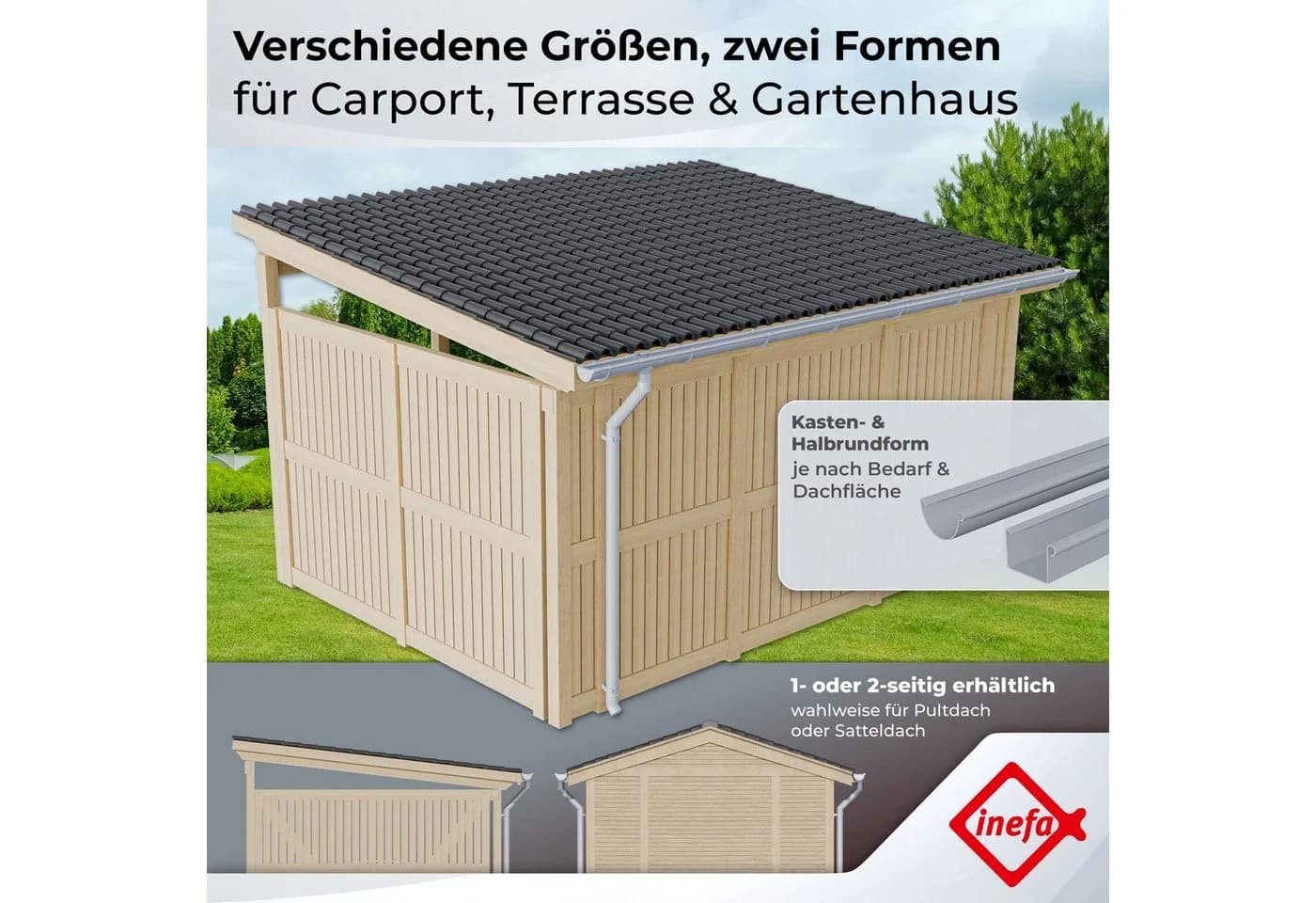 INEFA Dachrinnen-Set PVC halbrund NW100 für zwei Dachseiten - Bild 3