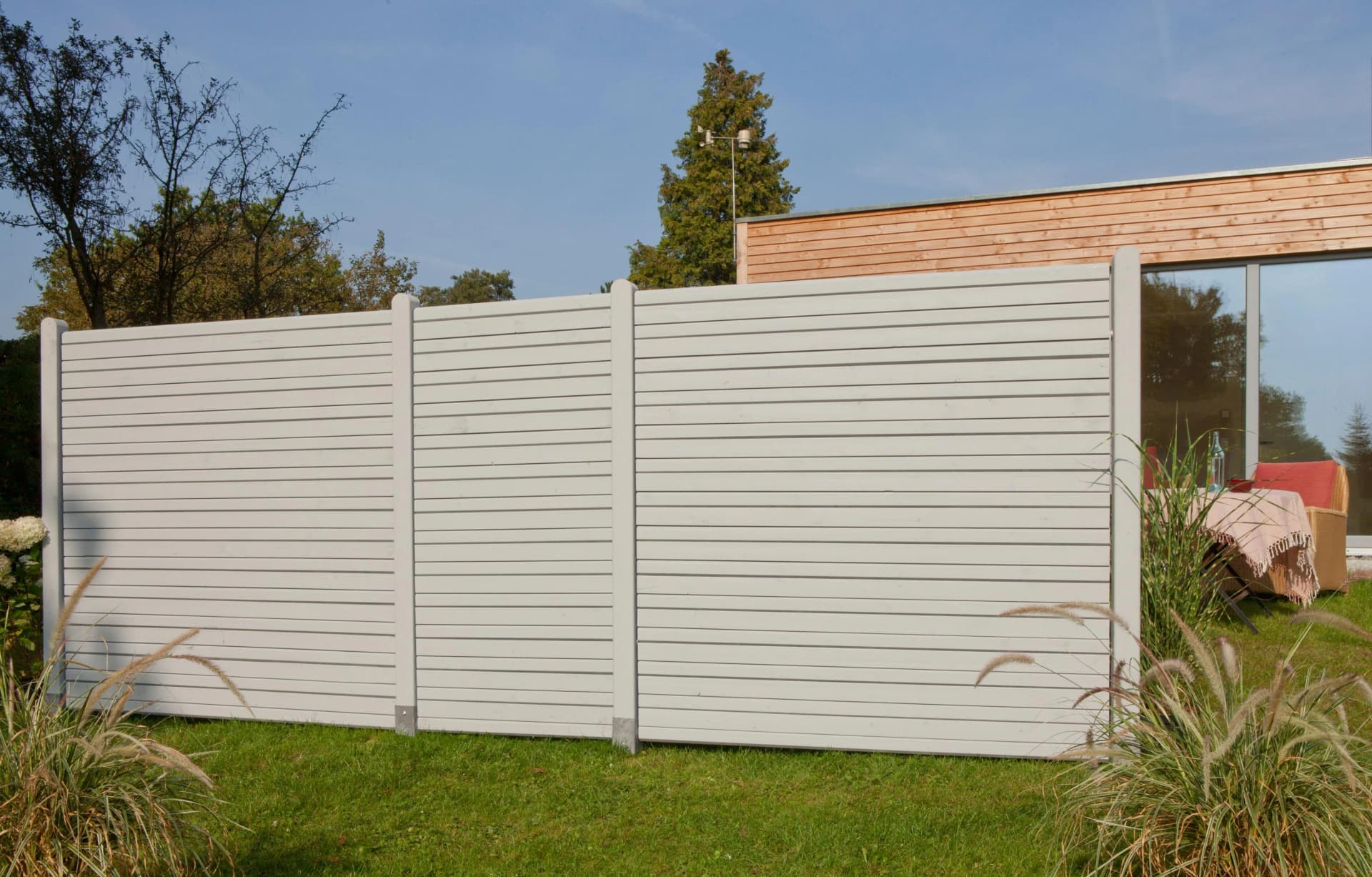 Dichtzaun KIEHN-HOLZ Grau Holzwerkstoff 3-tlg. 4,86 m