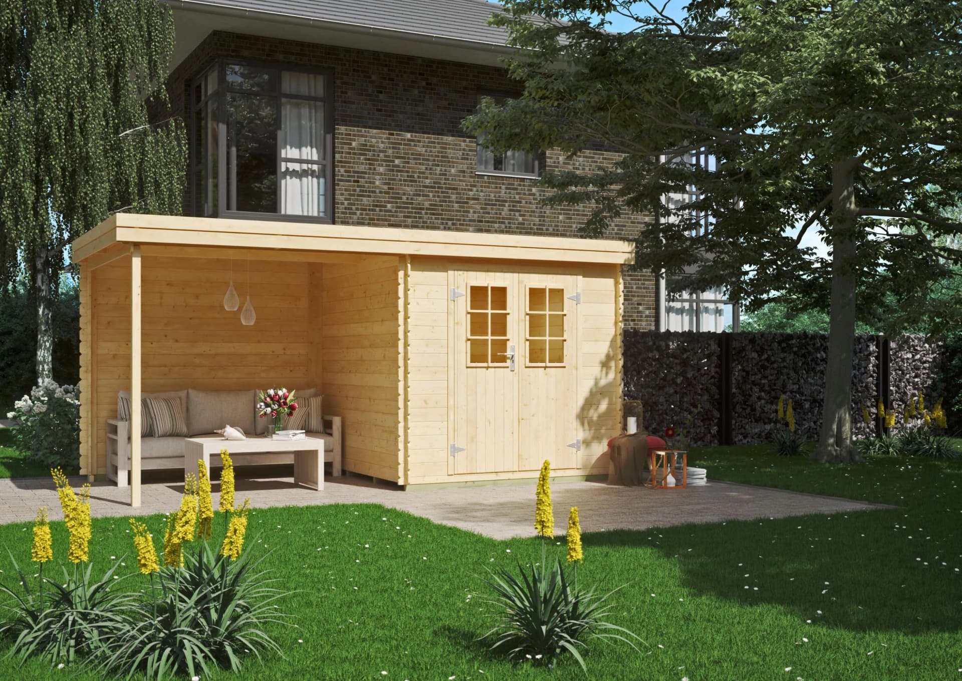 KIEHN-HOLZ Gartenhaus Edersee Beige Naturbelassen - Bild 4