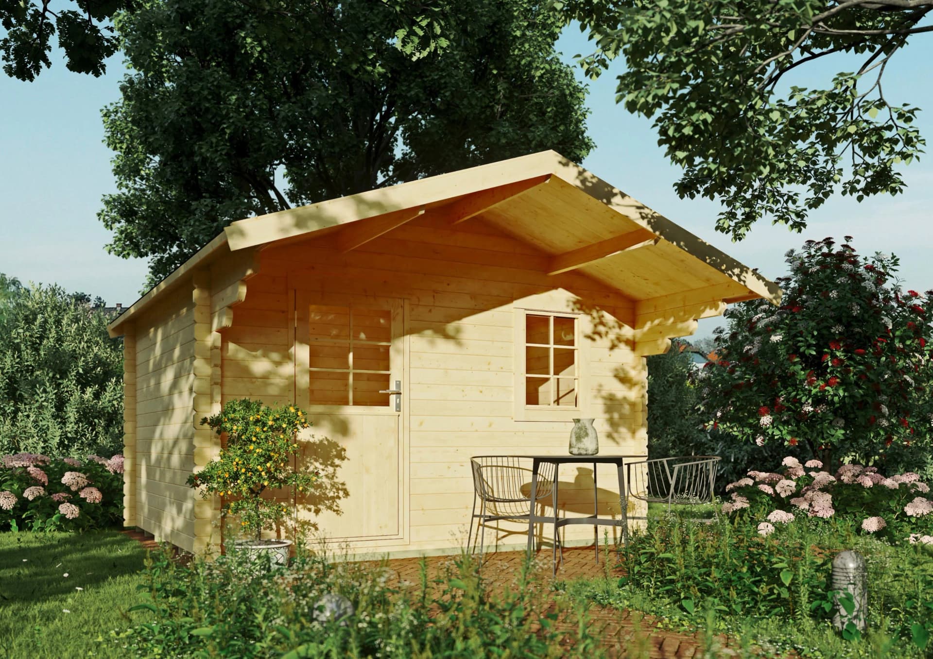 Gartenhaus KIEHN-HOLZ "Finkenberg" Blockbohlensystem Fichte