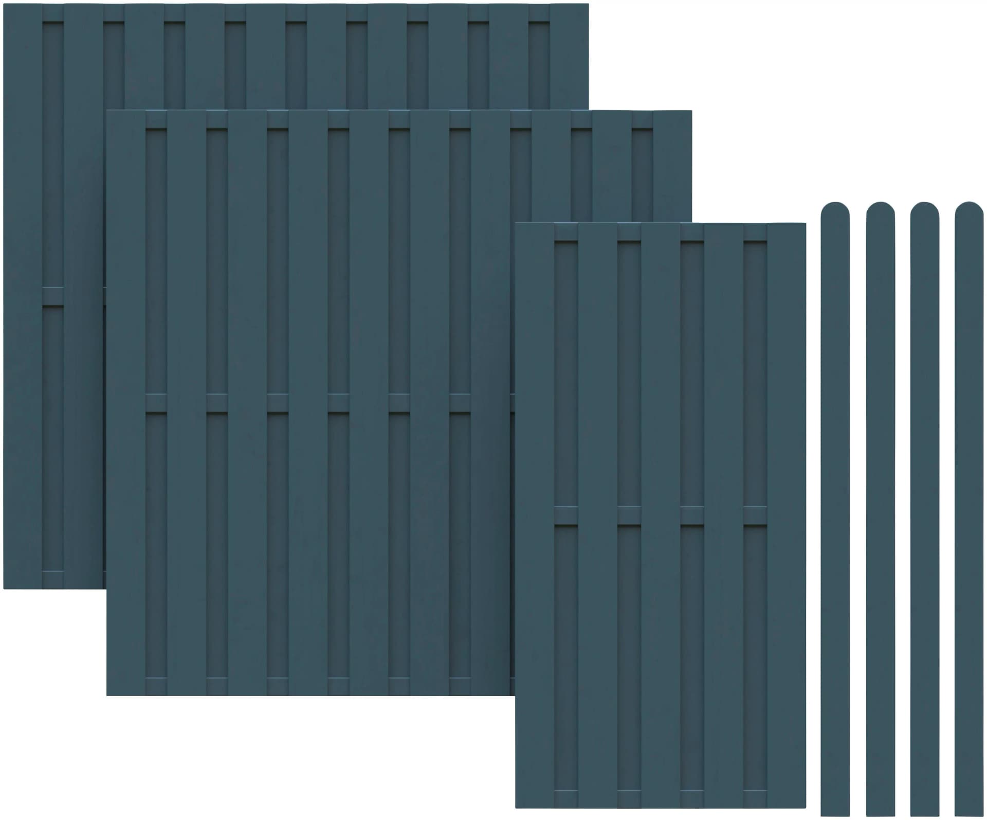 Dichtzaun KIEHN-HOLZ Anthrazit 188 cm Holzwerkstoff 7-teiliges Set Fichte