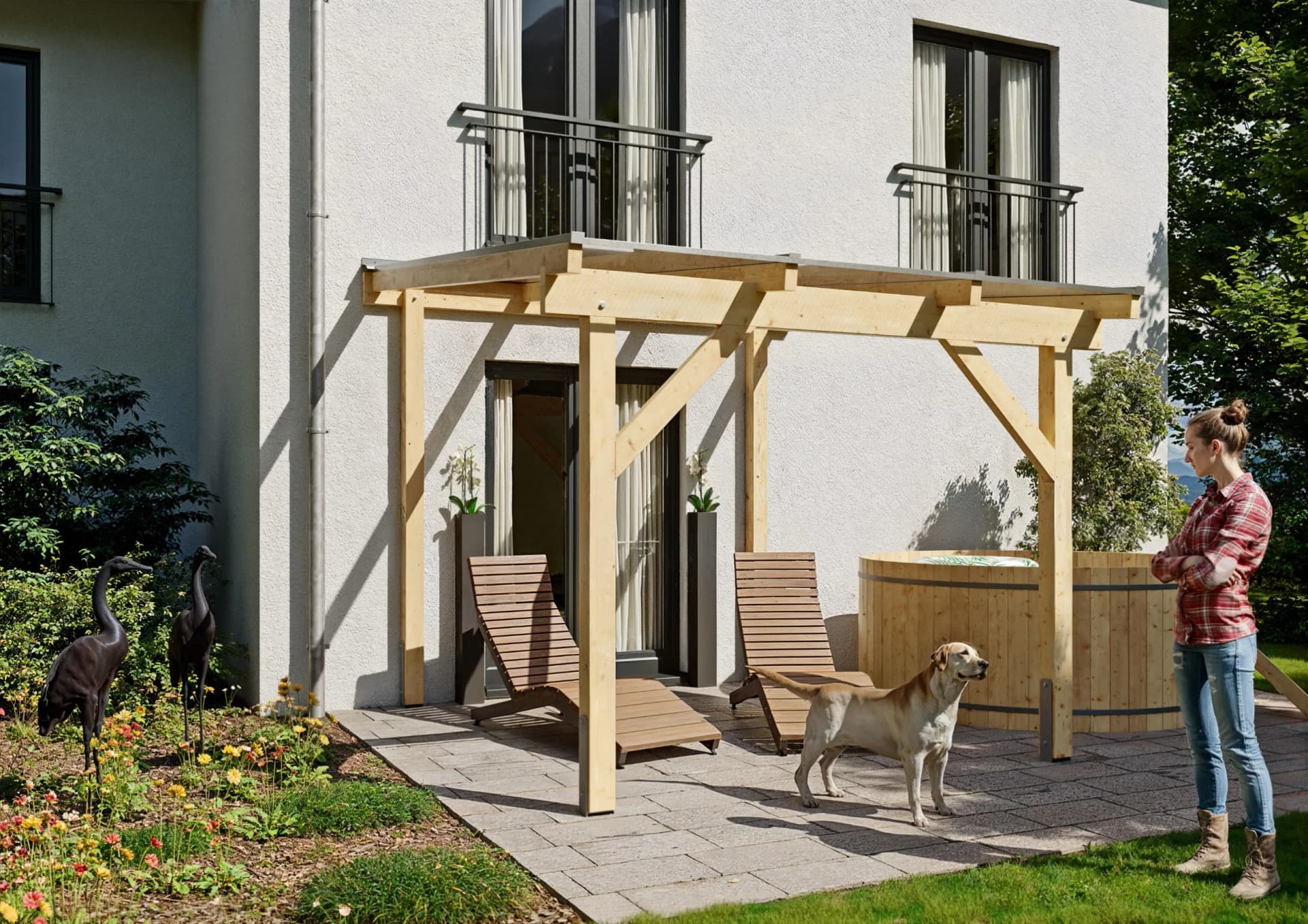 Terrassendach KONIFERA Atlas Beige Fichtenholz Polycarbonat
