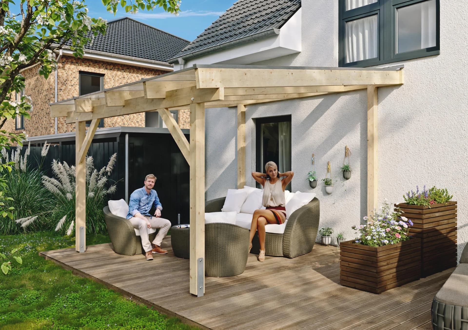 Terrassendach KONIFERA Capella Fichtenholz Leimholz Polycarbonat