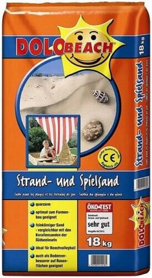 Dolobeach Spielsand 18 kg - Feinkörniger Quarzarmer Sand Beige