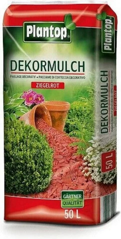 Plantop Rindenmulch Dekor Mulch Ziegelrot 50l