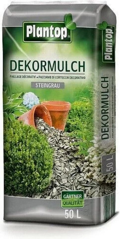 Plantop Rindenmulch Dekor Mulch Steingrau 50l