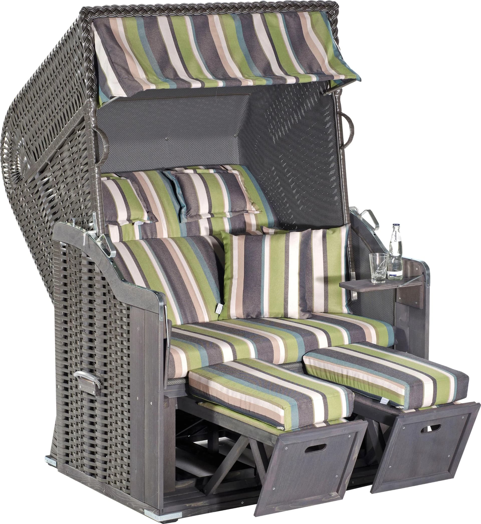 Strandkorb SUNNYSMART Rustikal 255 Plus Grau Anthrazit 2-Sitzer