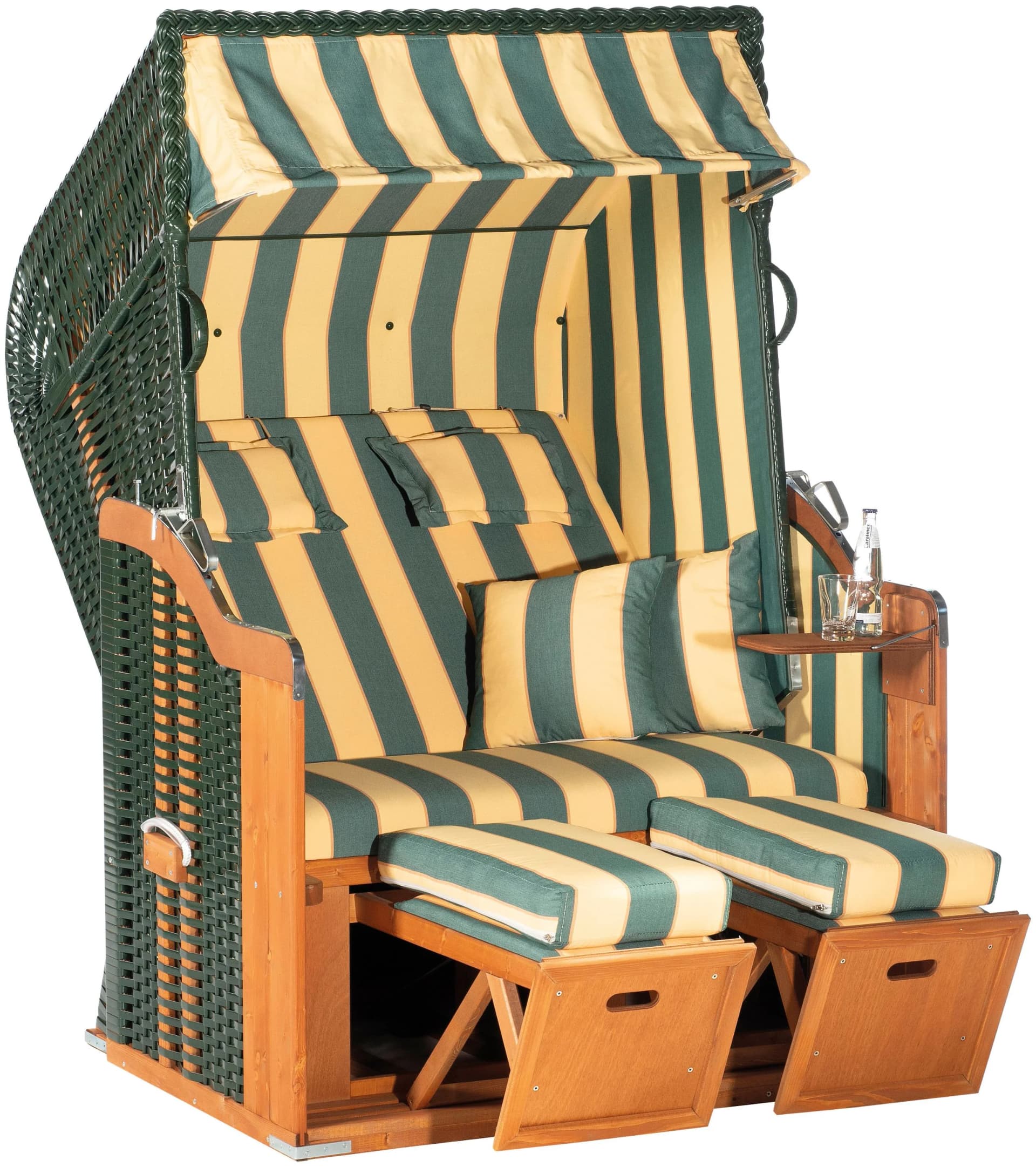 Strandkorb SUNNYSMART "Rustikal 250 Plus, TOPSELLER" Halblieger, 2-Sitzer, gelb-grün