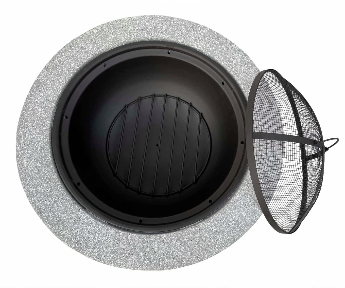 IC Gardenworld Feuerschale 2-in-1 mit Grillfunktion Grau Granit-Optik - Bild 3