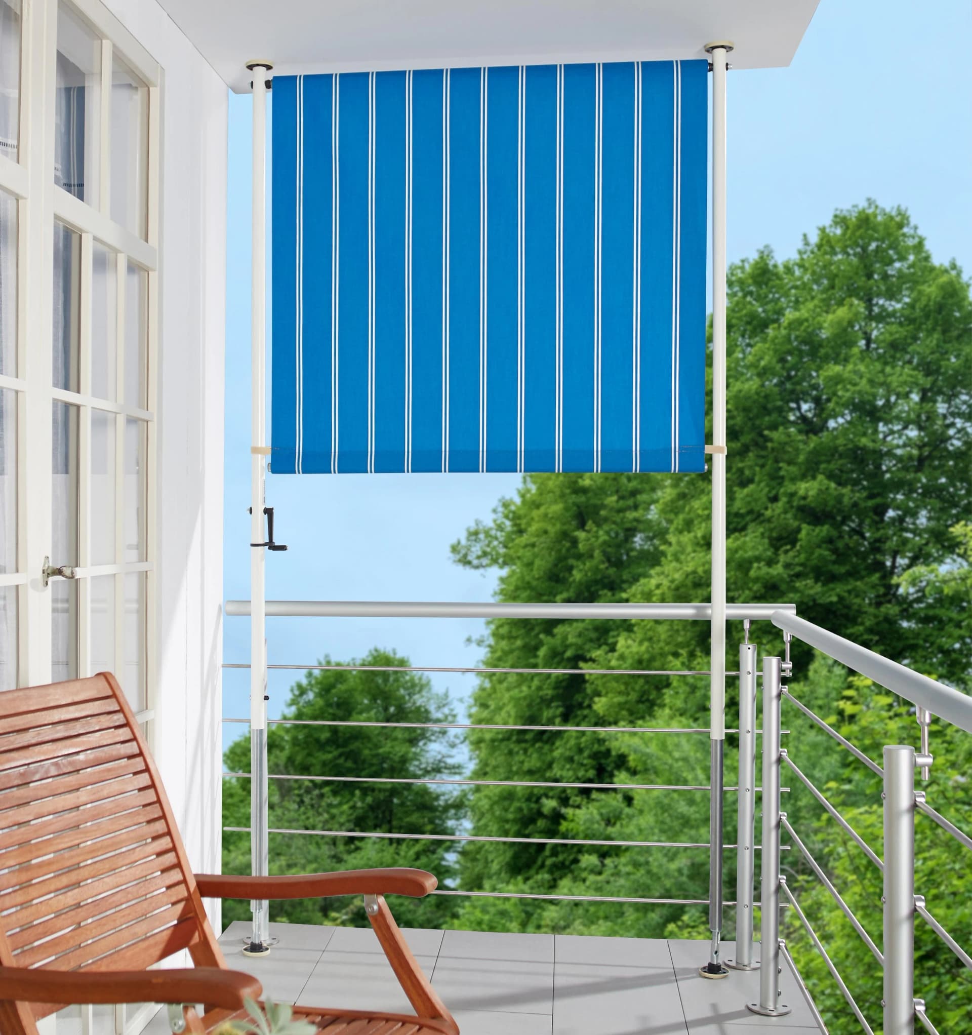 Klemm-Senkrechtmarkise Blau Weiß Polyacryl ANGERER FREIZEITMÖBEL