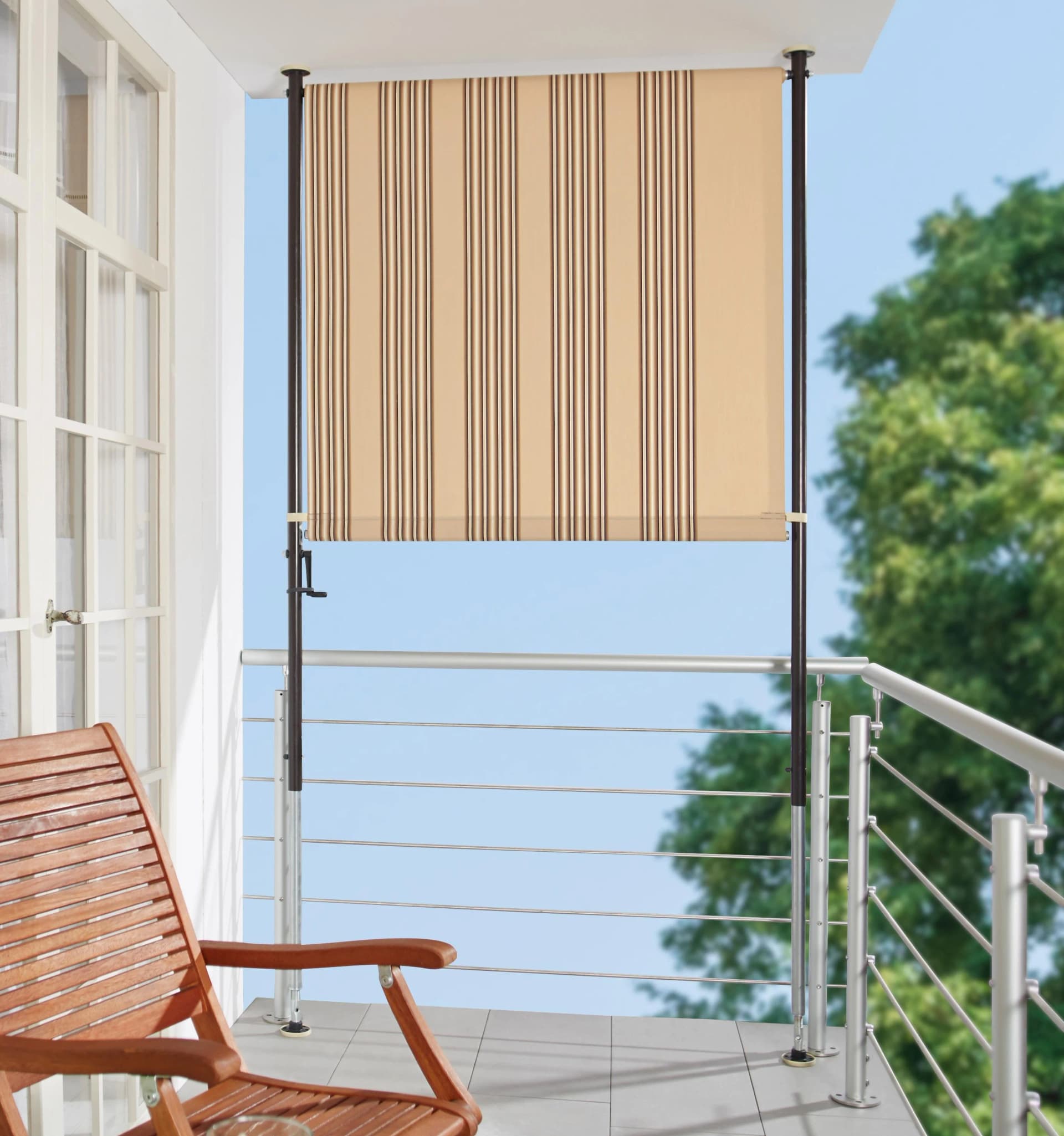 Klemm-Senkrechtmarkise Beige/Braun Polyacryl ANGERER