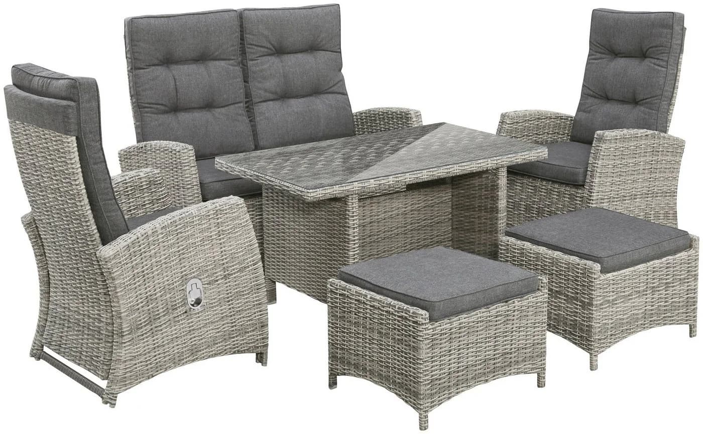 Moderne Garten-Essgruppe aus Polyrattan und Aluminium