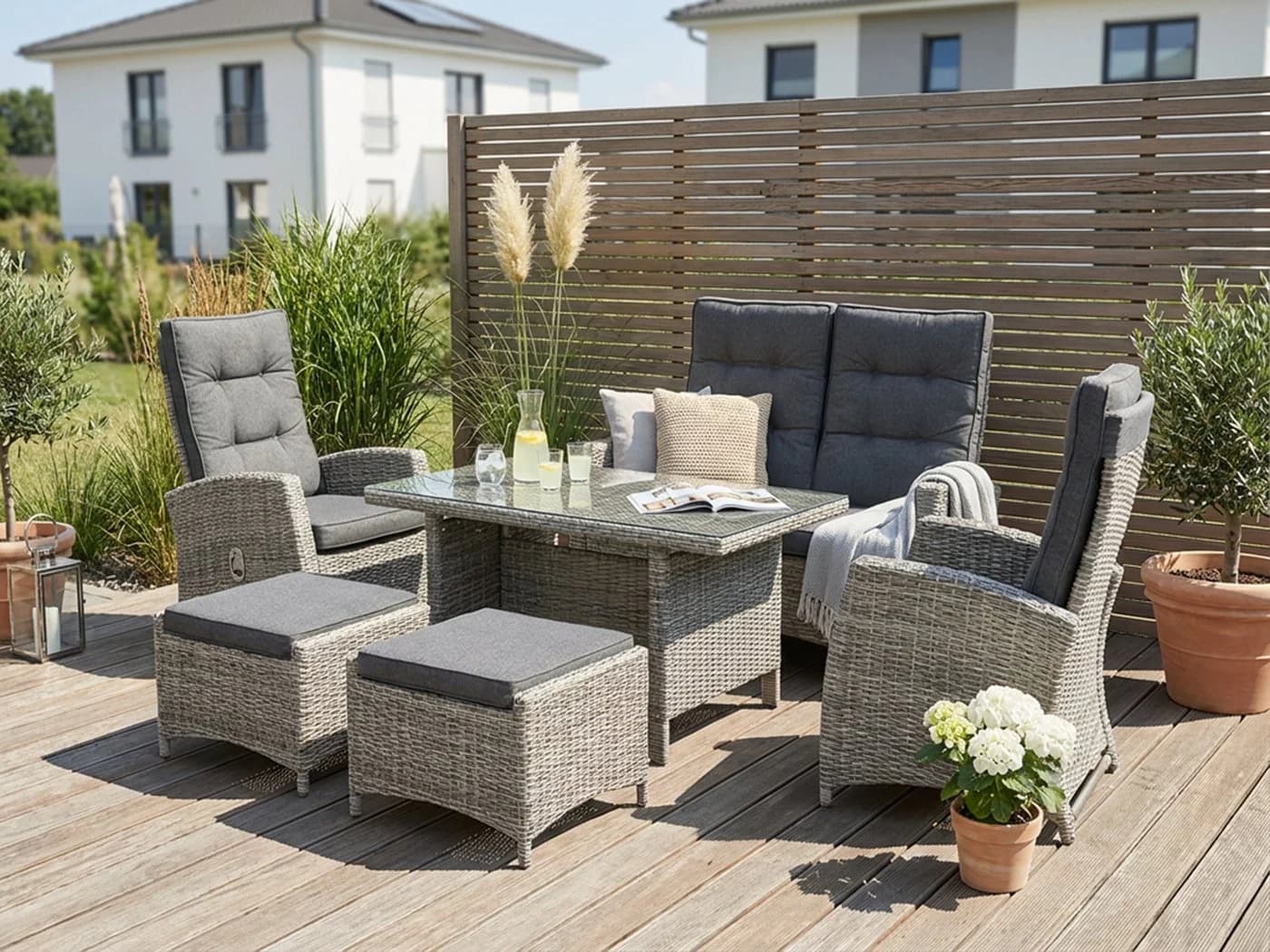 Moderne Garten-Essgruppe aus Polyrattan und Aluminium - Bild 2