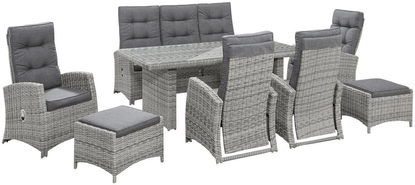 Garten-Essgruppe KONIFERA Monaco Grau Polyrattan