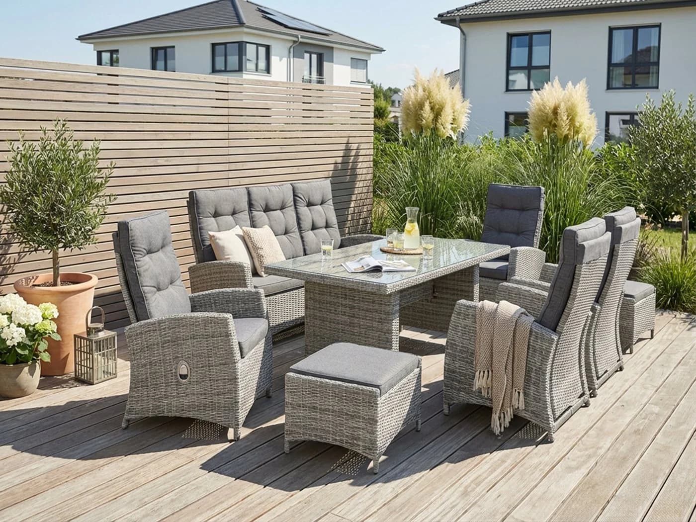 Garten-Essgruppe KONIFERA Monaco Grau Polyrattan - Bild 2