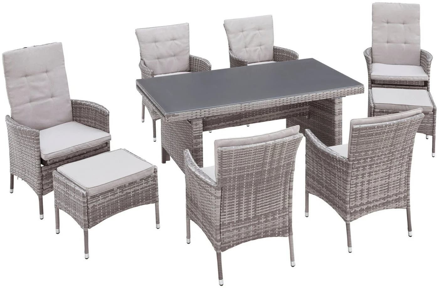 KONIFERA Garten-Essgruppe Parla 21-tlg. Brau Grau Polyrattan
