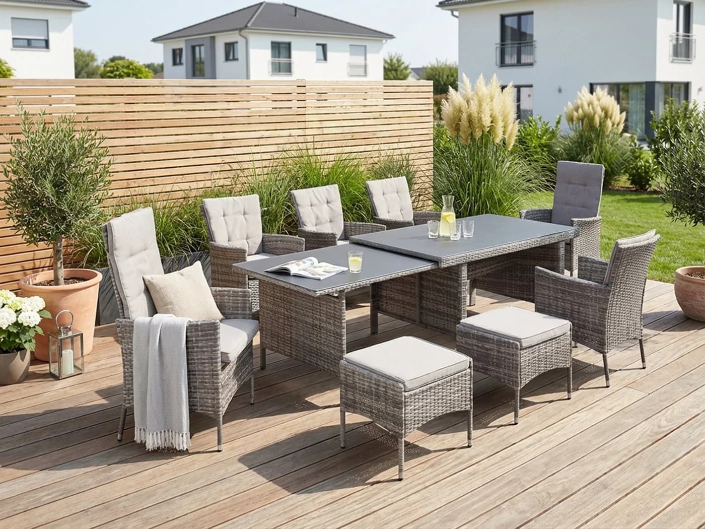 KONIFERA Garten-Essgruppe Parla 21-tlg. Brau Grau Polyrattan - Bild 2