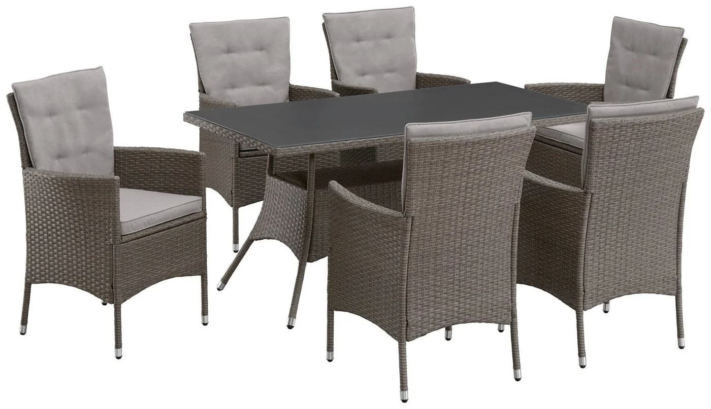 Konifera Garten-Essgruppe Mailand 19-tlg. Grau/Braun Polyrattan