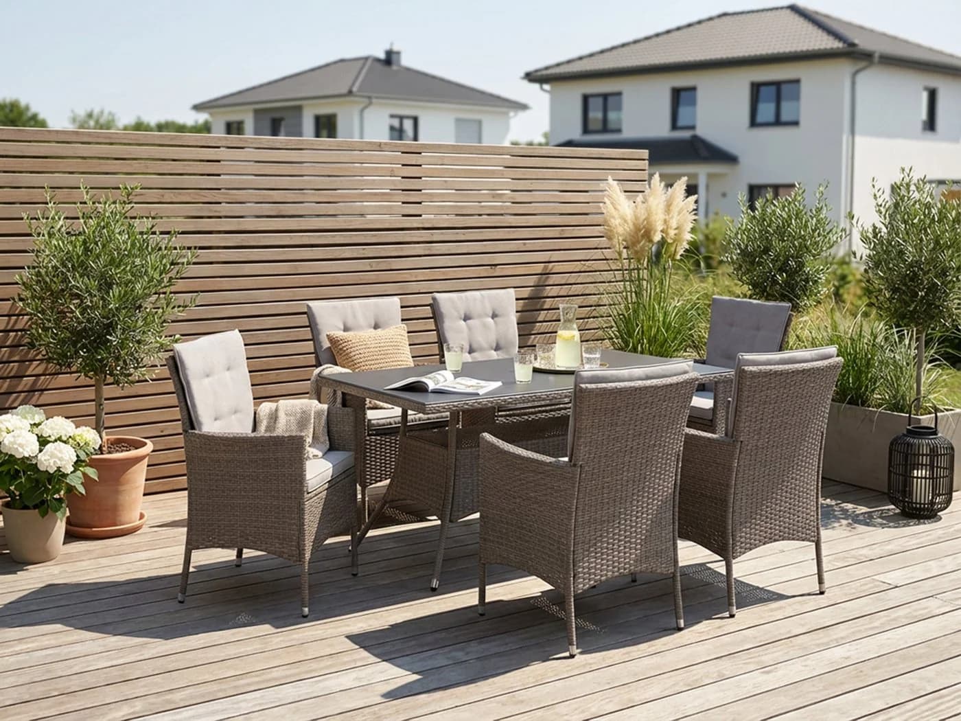 Konifera Garten-Essgruppe Mailand 19-tlg. Grau/Braun Polyrattan - Bild 2