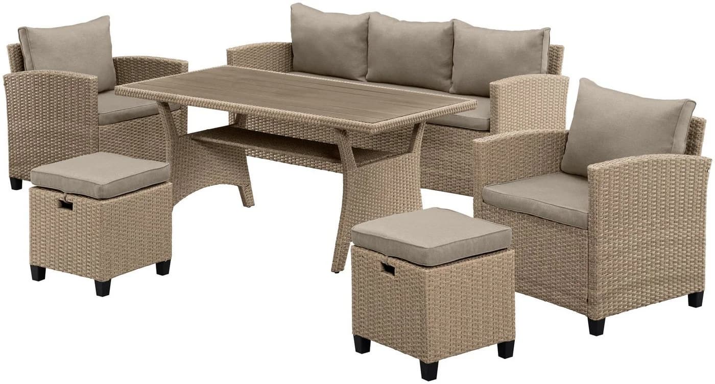 KONIFERA Gartenlounge-Set Amsterdam 16-tlg. Beige Polyrattan