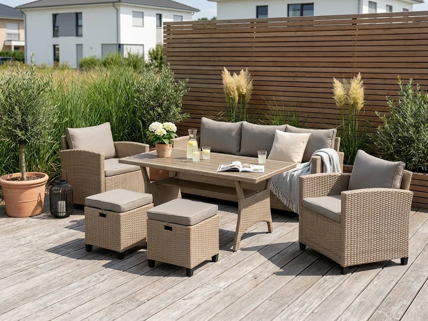 KONIFERA Gartenlounge-Set Amsterdam 16-tlg. Beige Polyrattan - Bild 2