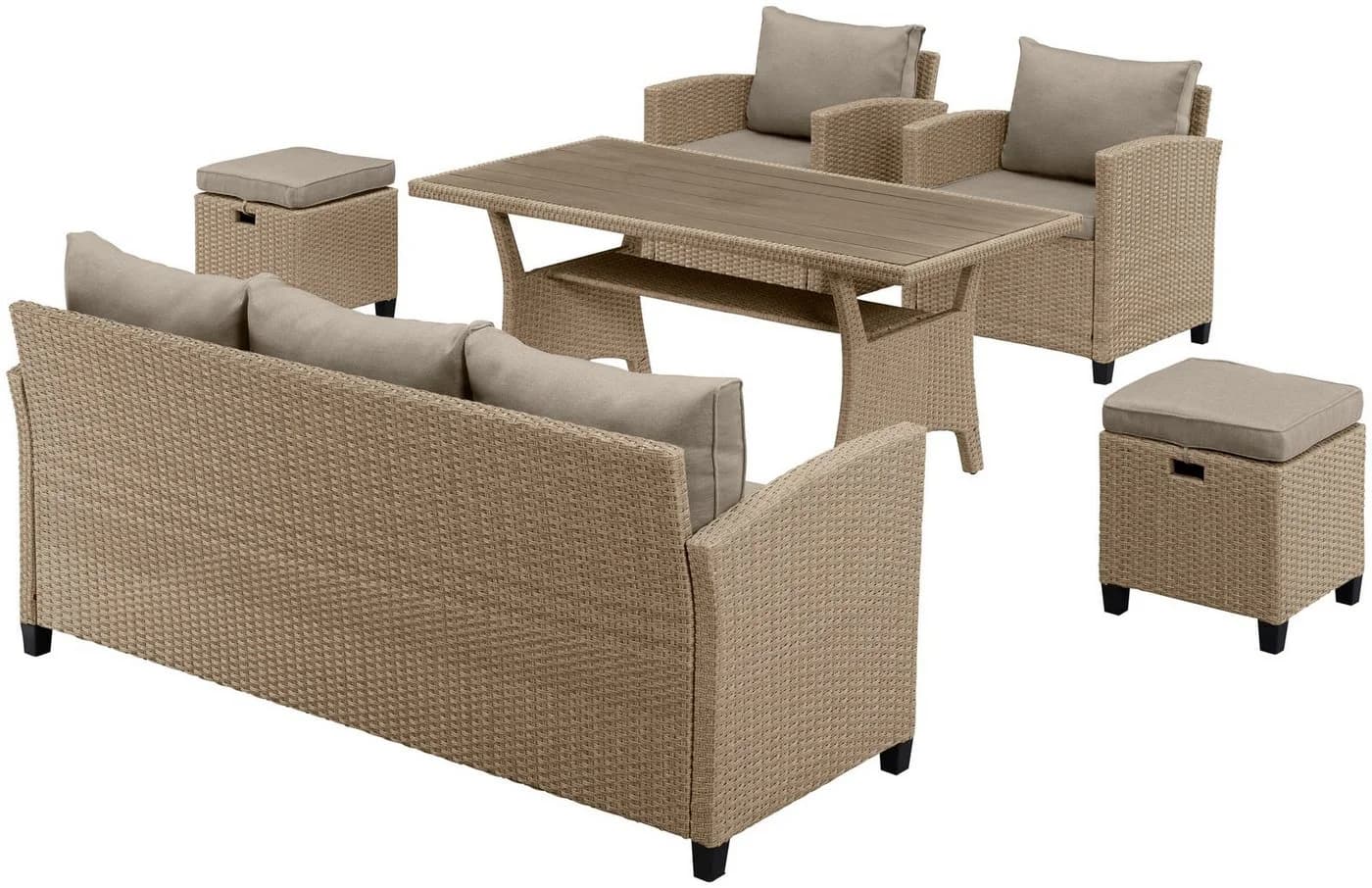 KONIFERA Gartenlounge-Set Amsterdam 16-tlg. Beige Polyrattan - Bild 3
