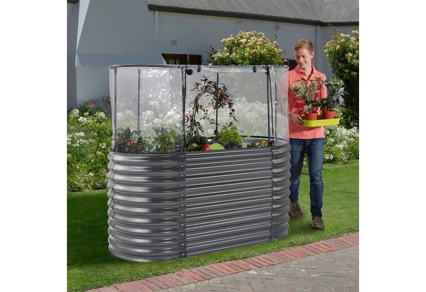 KONIFERA 2-in-1 Hoch- und Anzuchtbeet Schwarz PE & Stahl - Bild 2