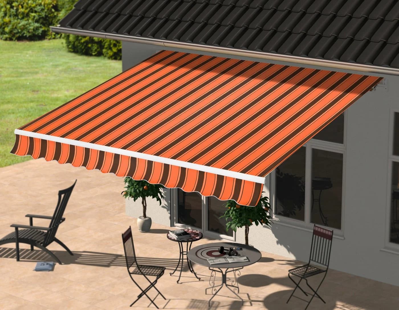 KONIFERA Gelenkarmmarkise 350x200 cm Orange-Braun Aluminium - Bild 2
