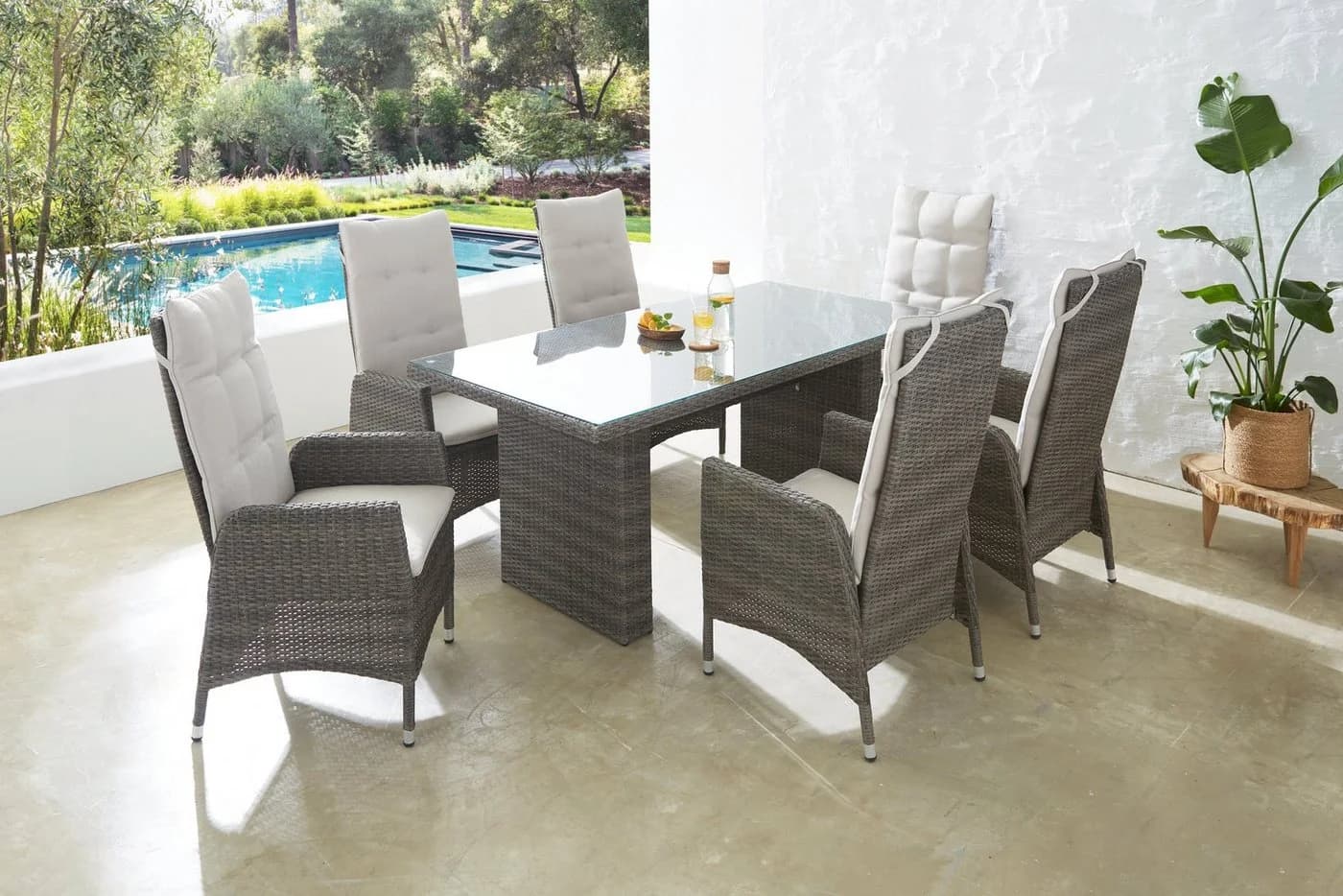 KONIFERA Garten-Essgruppe Casablanca 7-tlg. Grau/Braun mit Auflagen - Bild 2