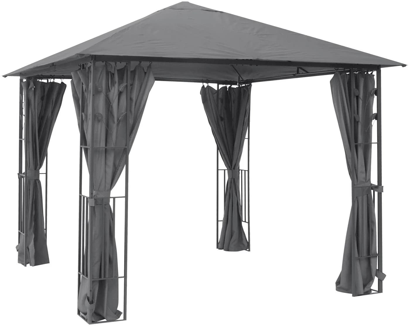 KONIFERA Pavillon Athen Blätter-Optik Schwarz mit 4 Seitenteilen - Bild 2