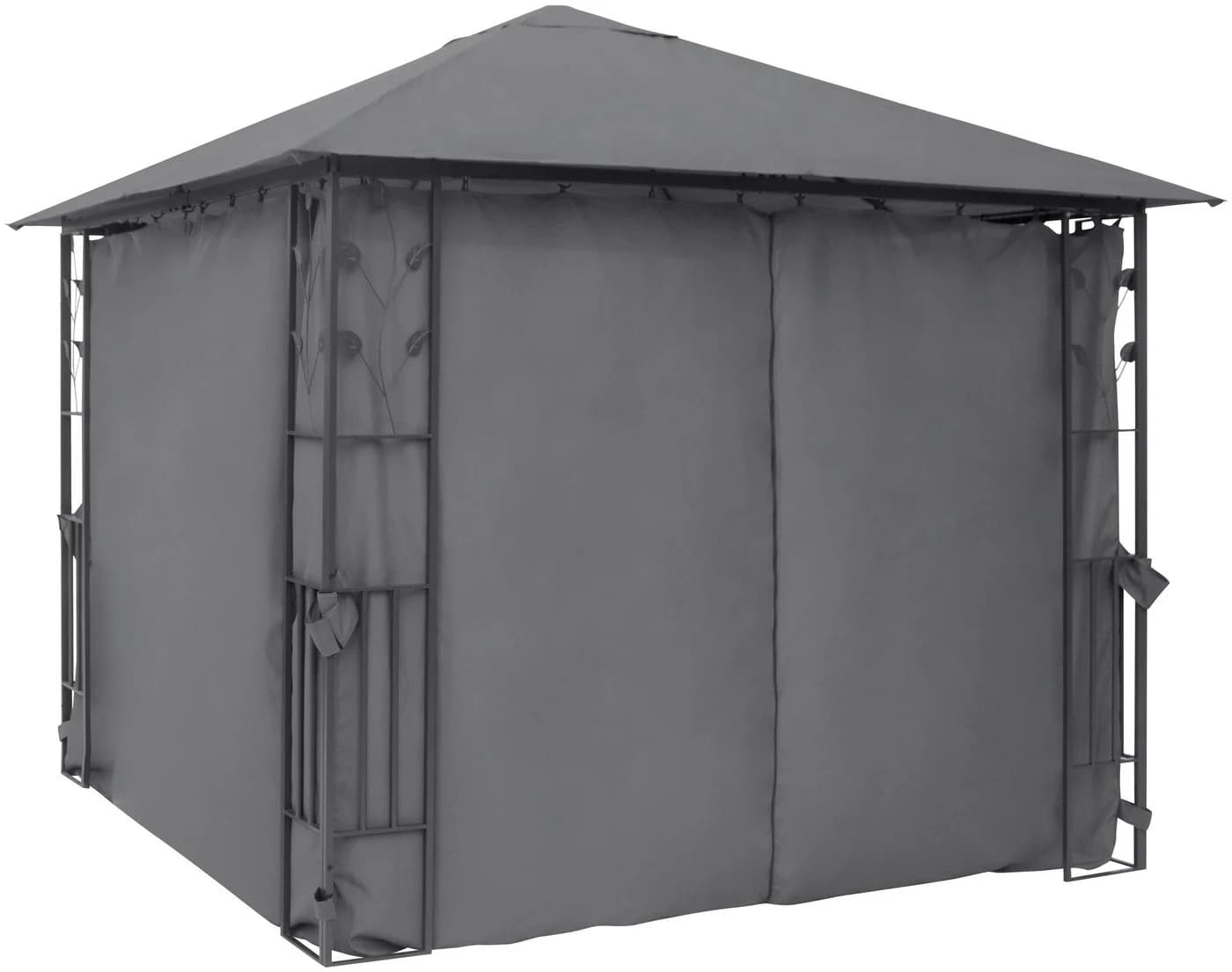 KONIFERA Pavillon Athen Blätter-Optik Schwarz mit 4 Seitenteilen - Bild 4