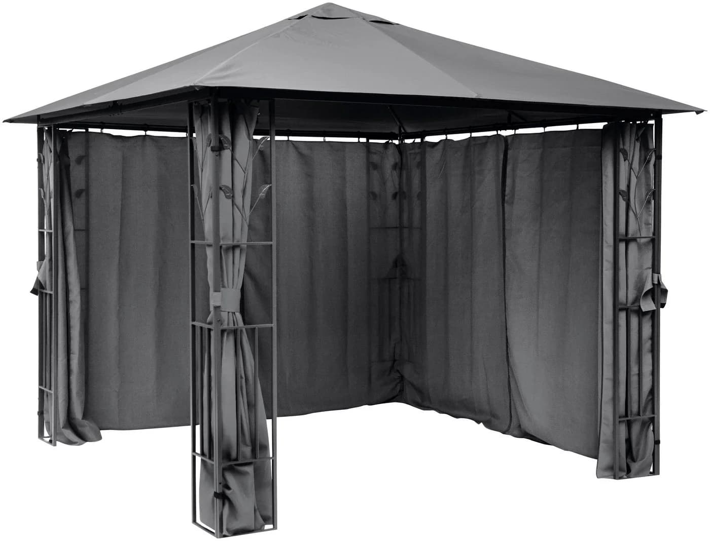 KONIFERA Pavillon Athen Blätter-Optik Schwarz mit 4 Seitenteilen - Bild 5