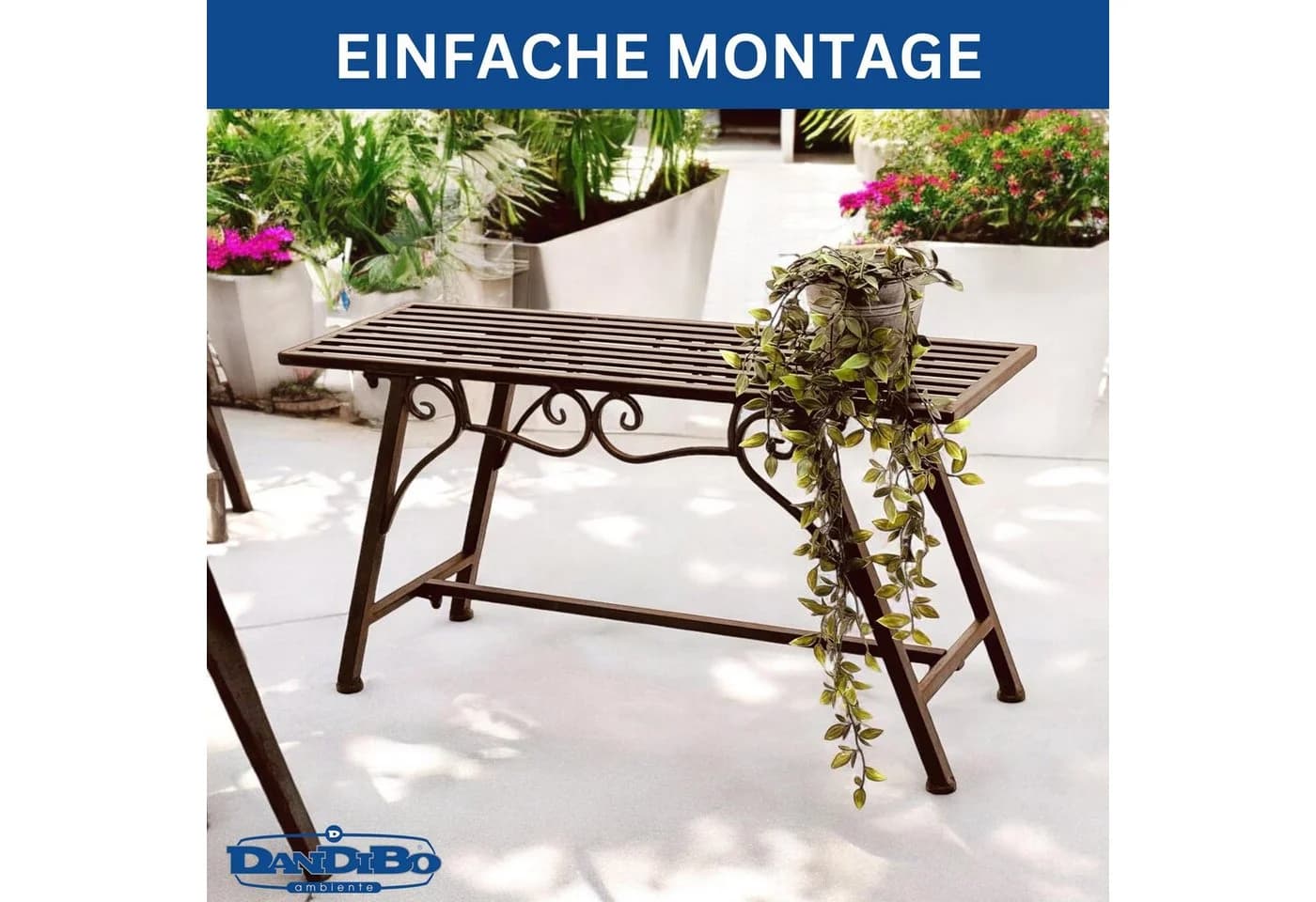 DanDiBo Gartenbank Metall 83 cm Rost Optik - Bild 5