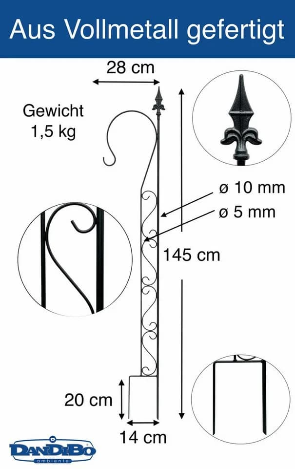 DanDiBo Rankhilfe Garten Metall Schwarz mit Halter