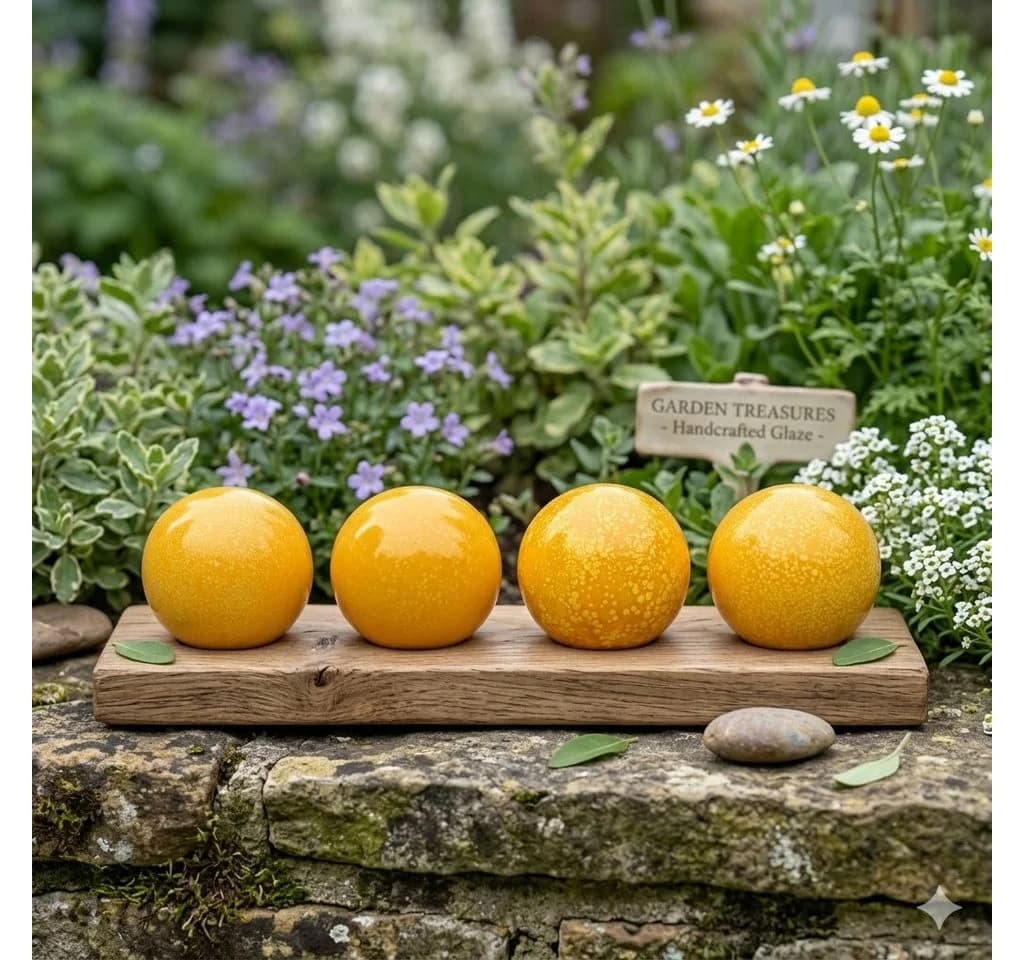 Denk Dekokugel 3er Set Schöne Gartenkugel Gelb