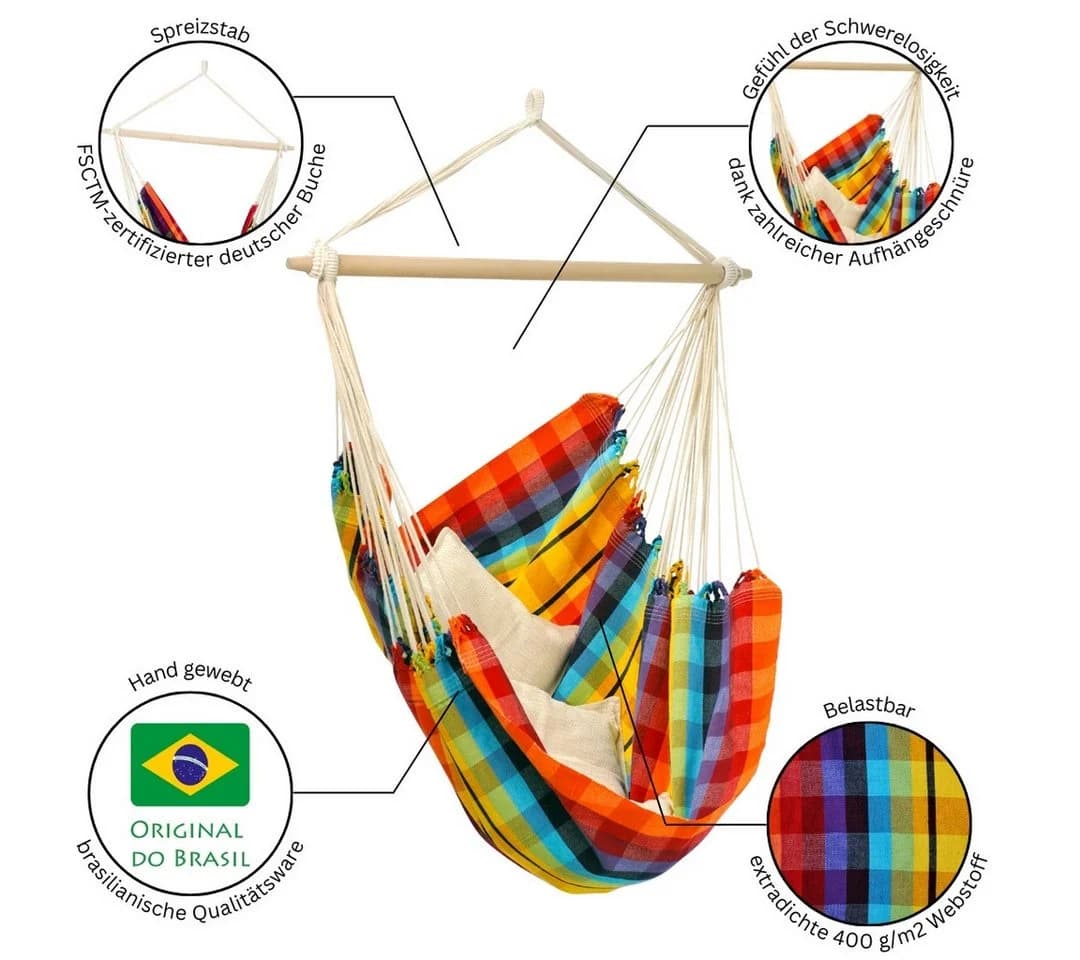 AMAZONAS Hängesessel Brasil KingSize Bunt Recycelt