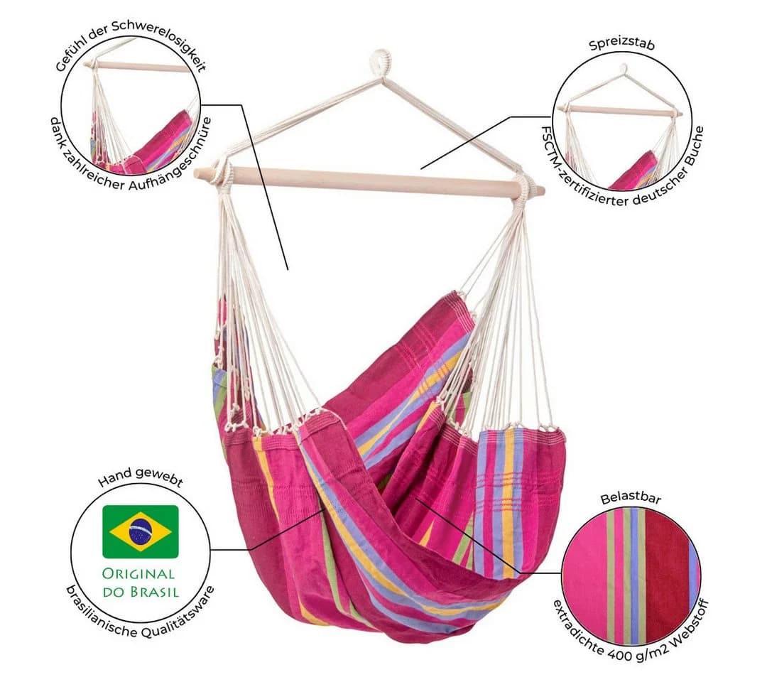 Amazonas Hängesessel Brasil KingSize Rot 150kg Belastbar