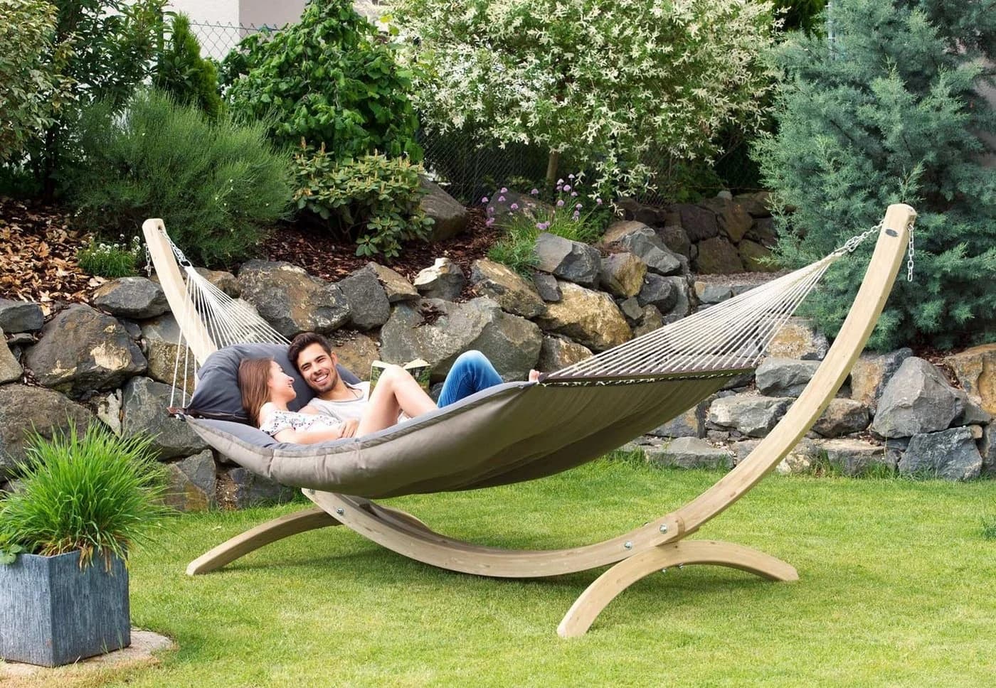 Amazonas Fat Hammock XXL Luxushängematte Taupe Anthrazit - Bild 4
