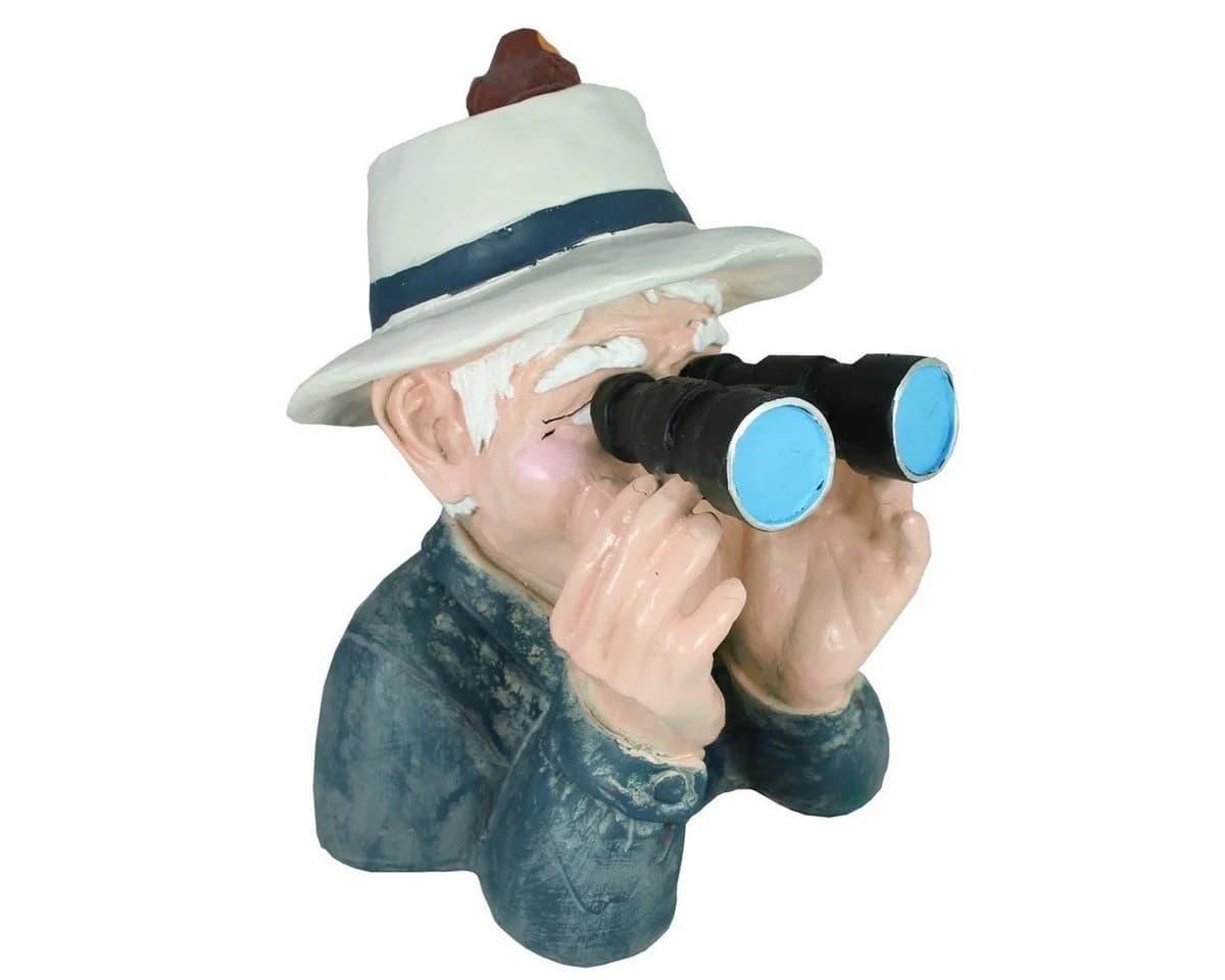 colourliving Gartenfigur Opa Paschulke mit Fernglas Bunt