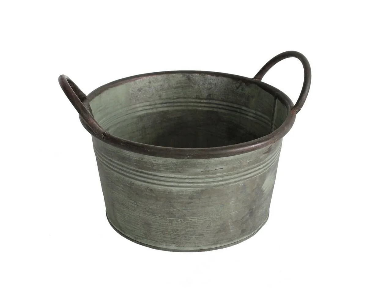 colourliving Zink Pflanztopf rund Old Green 24cm - Bild 2