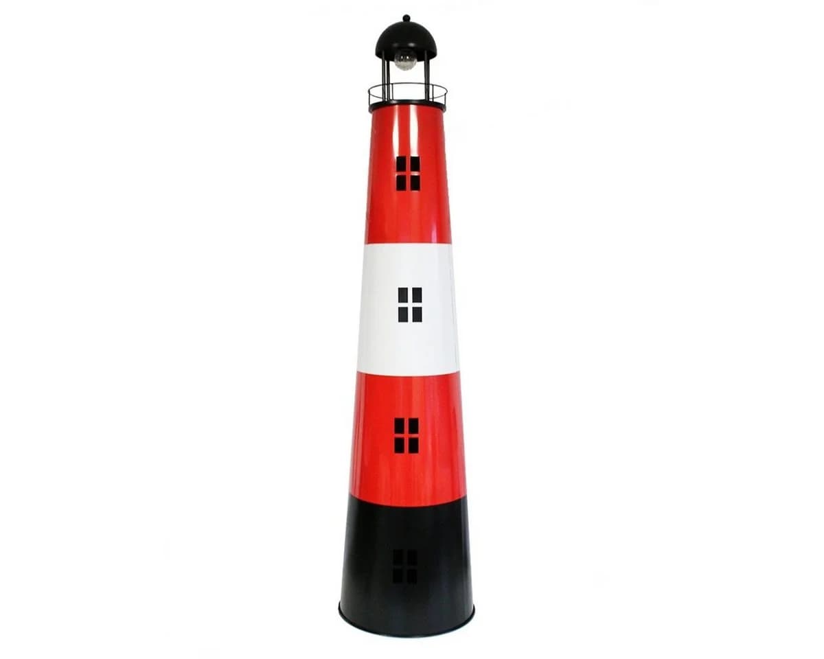 colourliving Solar Leuchtturm Garten Metall LED Rot Weiß Schwarz - Bild 2