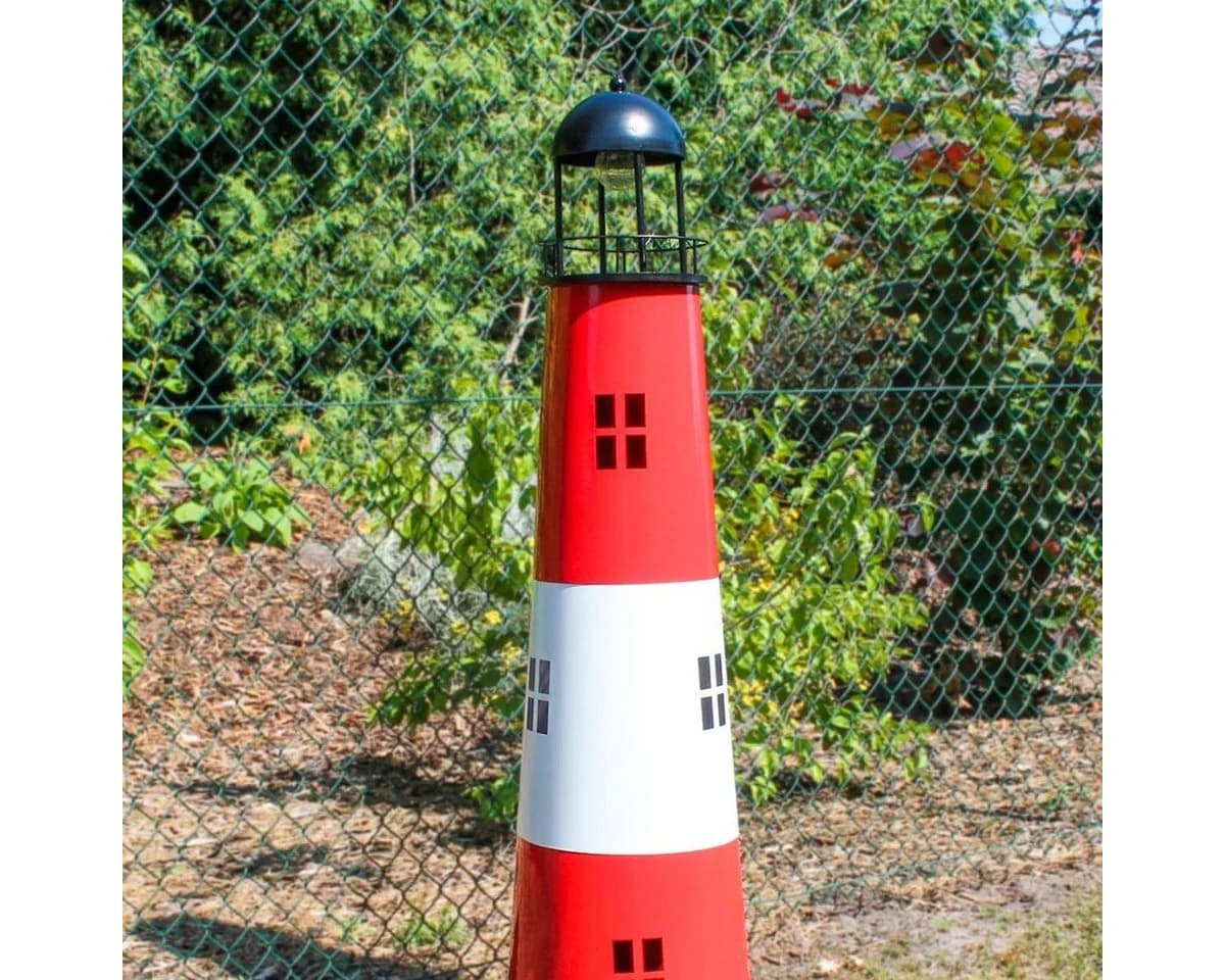 colourliving Solar Leuchtturm Garten Metall LED Rot Weiß Schwarz - Bild 5