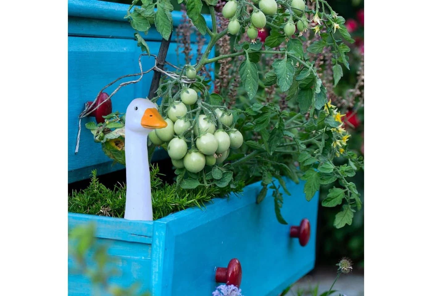 colourliving Gänsekopf Gartenstecker 32cm Weiß/Orange Polyresin - Bild 5