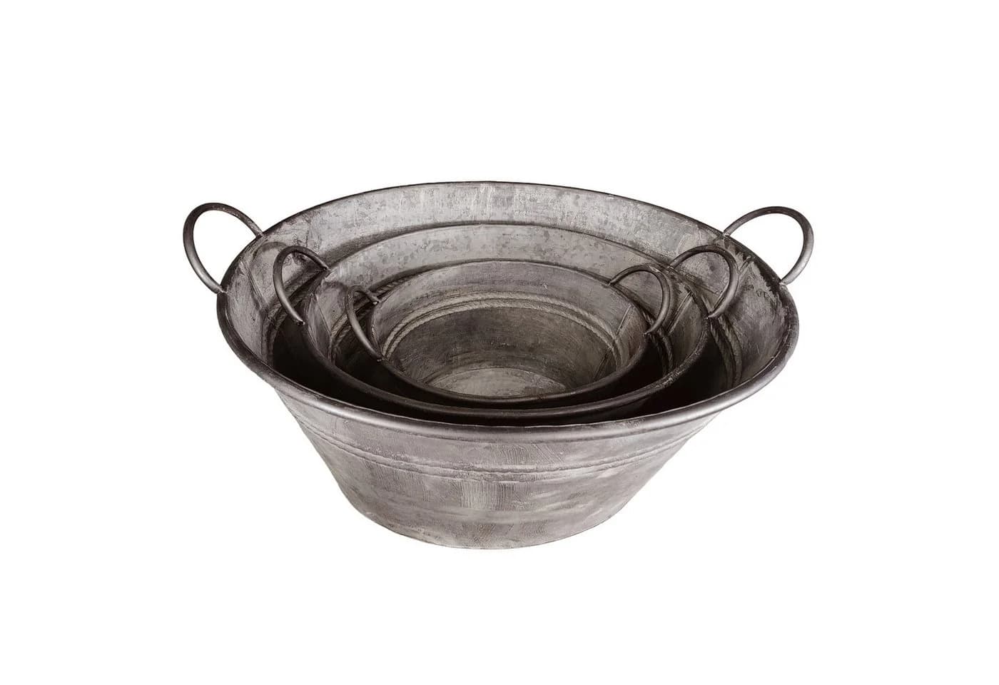 colourliving Blumentopf 3er Set Zinkwannen oval Silber - Bild 2