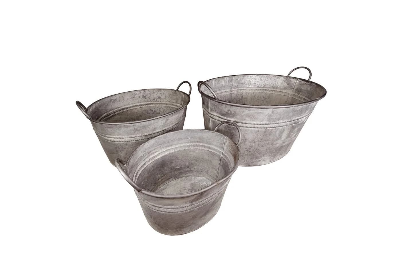 colourliving Blumentopf 3er Set Zinkwannen oval Silber - Bild 4