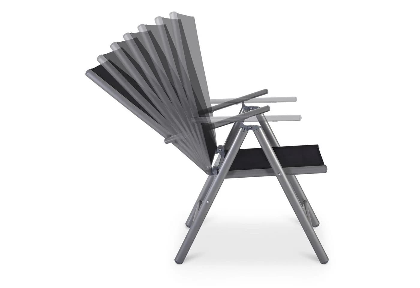 Raburg Gartenstuhl Noah 2er-Set Alu Klappstuhl verstellbar Silber/Schwarz