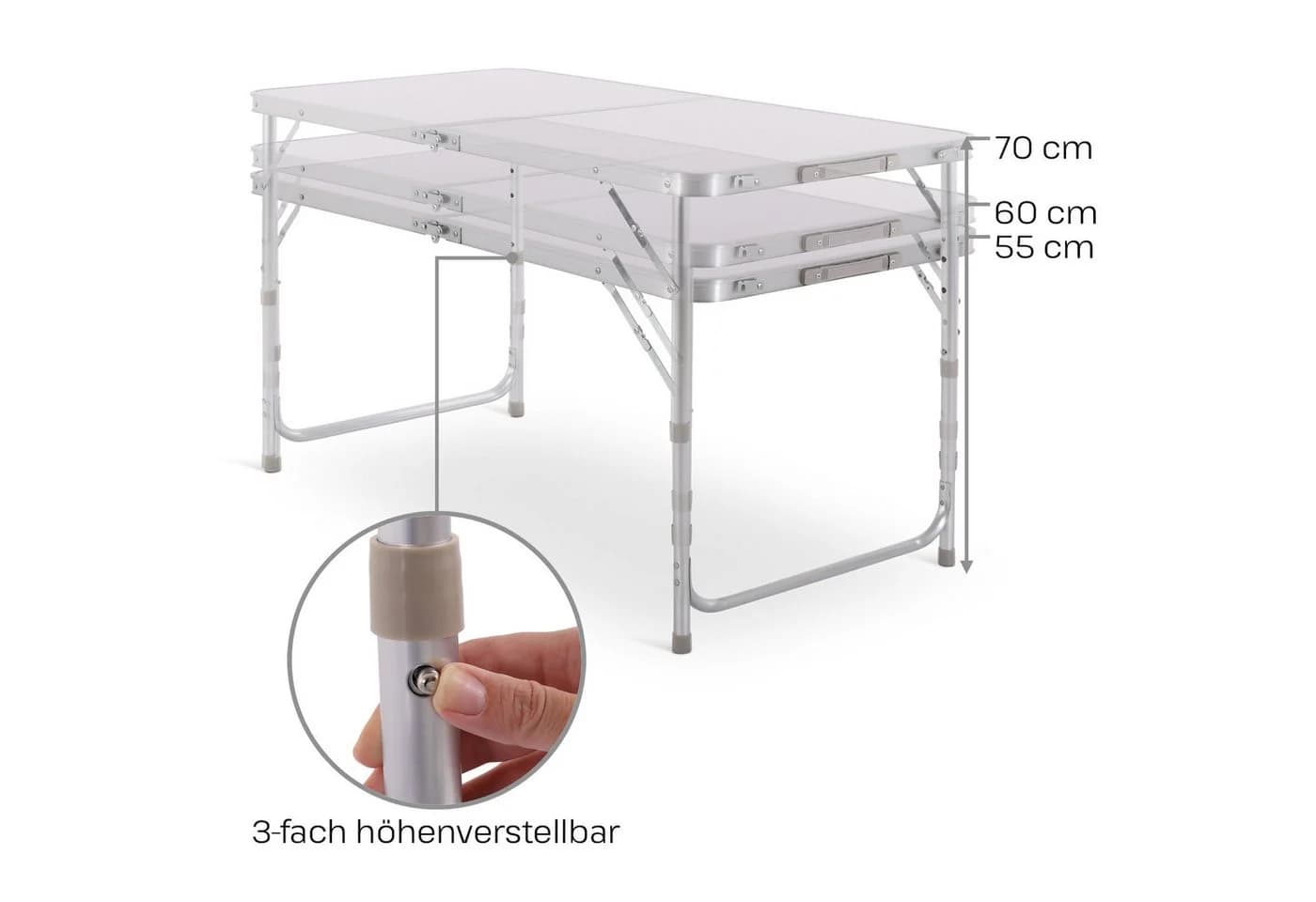 Raburg Campingtisch Lukas Weiß Aluminium Klapptisch höhenverstellbar - Bild 4