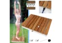 Mobile Gartendusche aus massivem Teak-Holz Bild 1