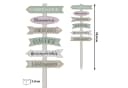 CEPEWA Gartenstecker Gartenschild Wegweiser 6 Planken Natur/Grün/Rosa Bild 1