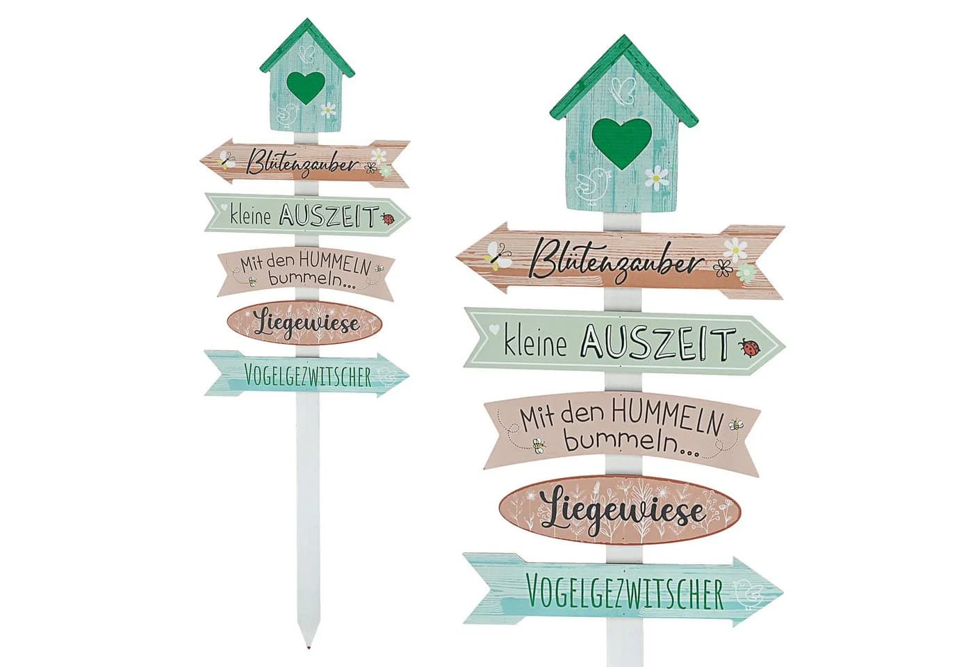 CEPEWA Gartenstecker Wegweiser Holzschild 76cm grün rosa - Bild 5